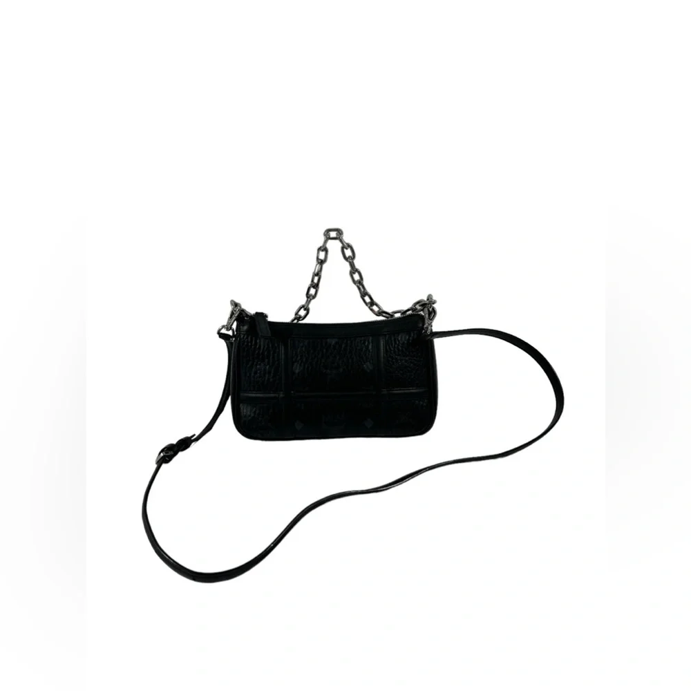 MCM  Michael Cromer Delmy Visetos Mini signature black shoulder bag chain - Picture 6 of 16